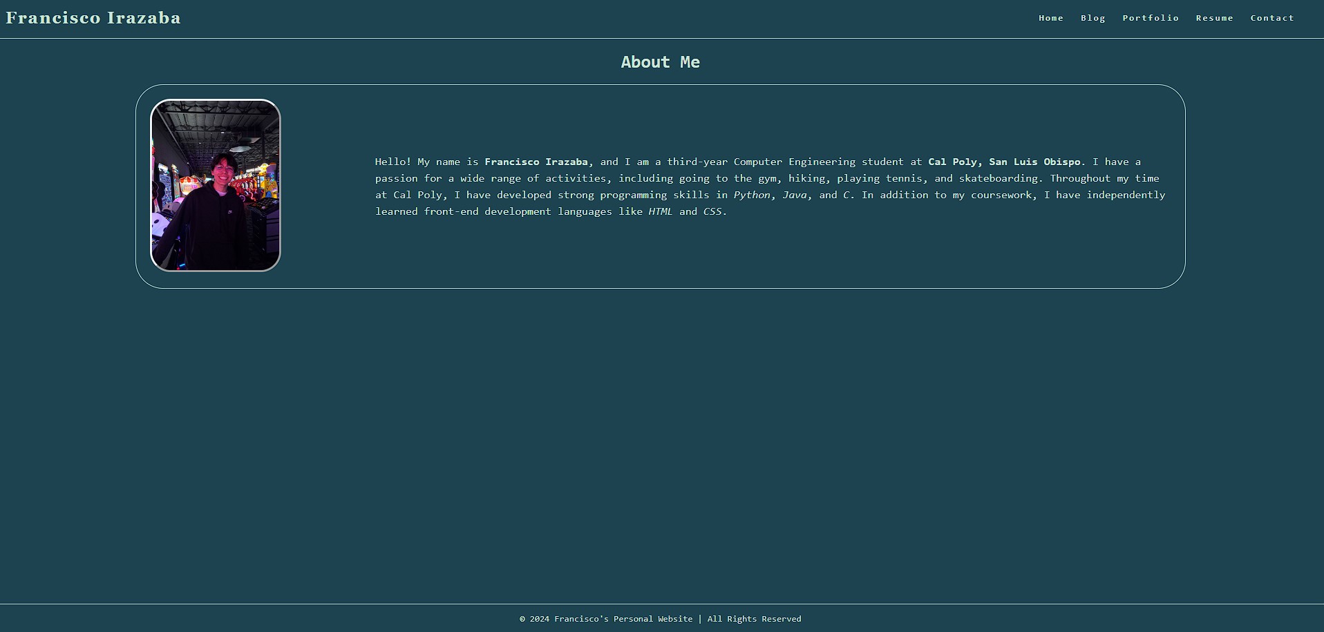 Image of personal website